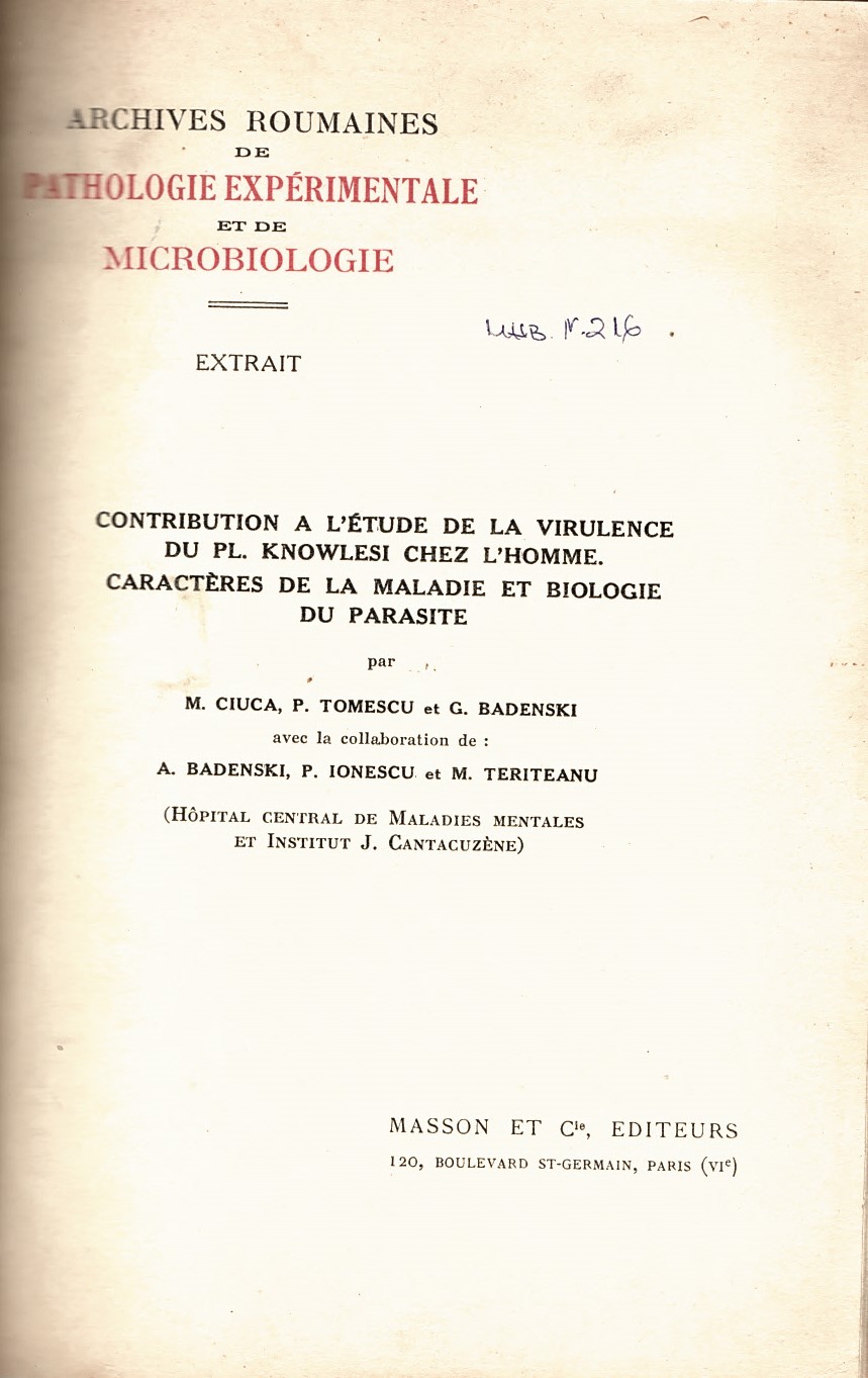  Arcives roumaines de pathologie experimentale et de microbiologie