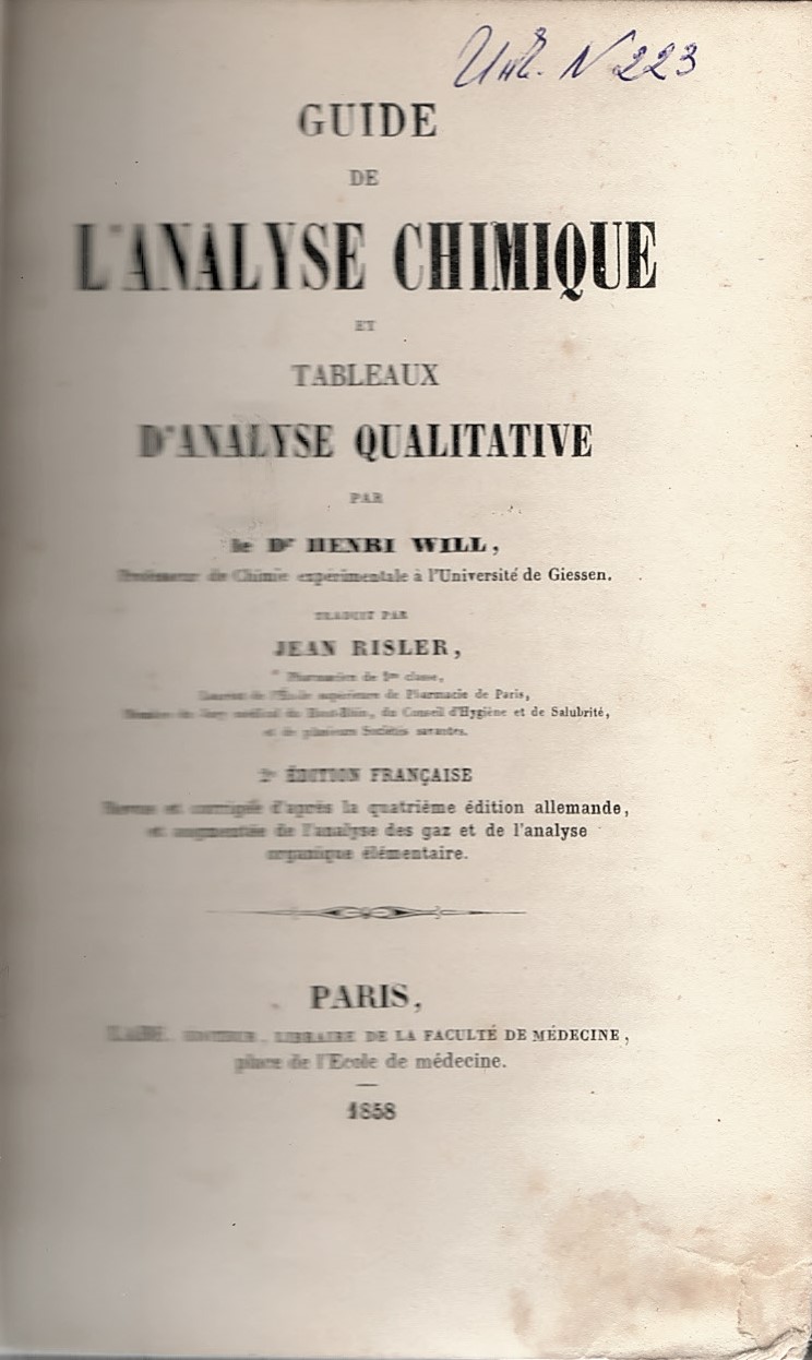  Guide de L’analyse chimique et tableaux d’analyse qualitative