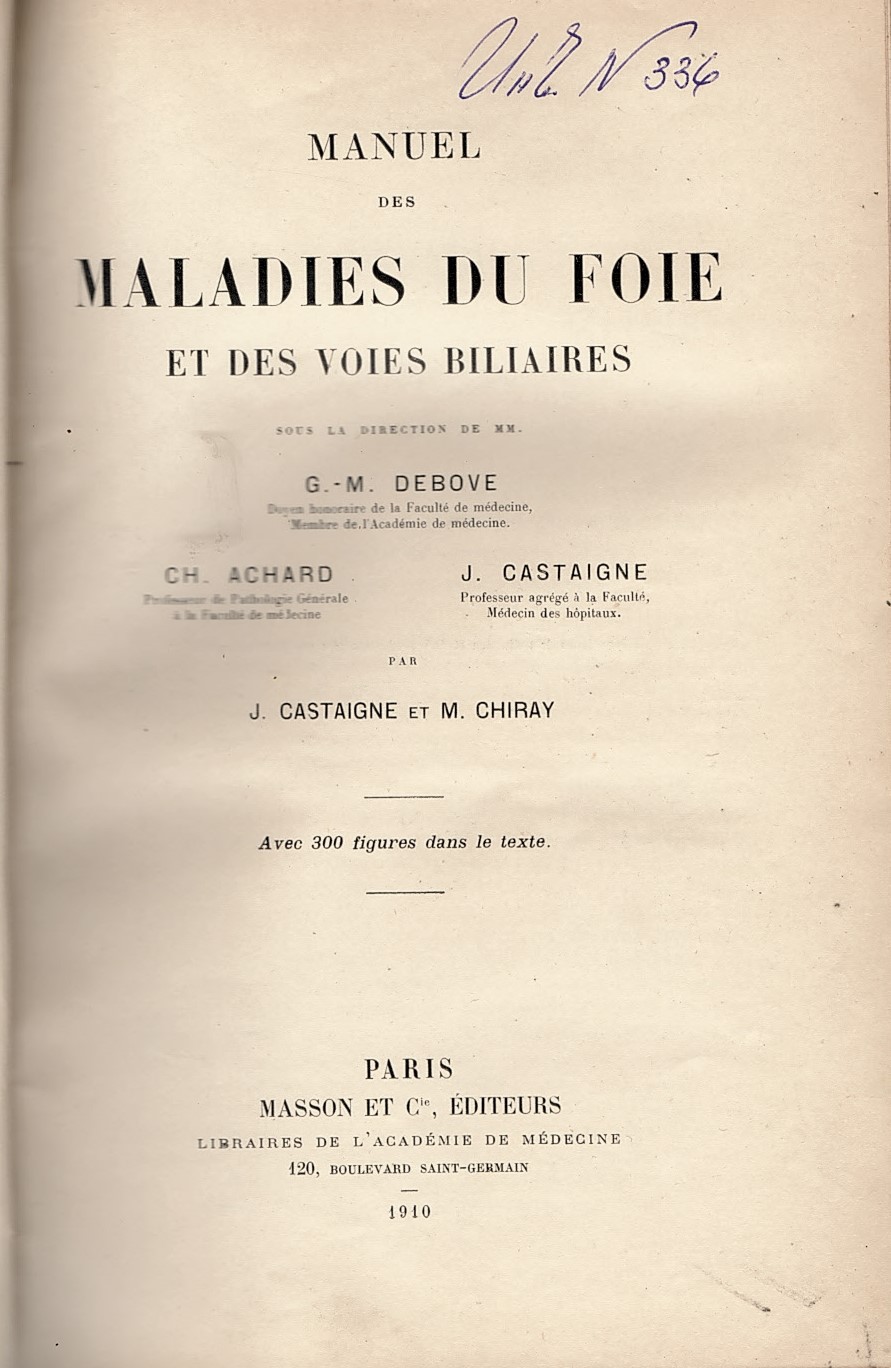   Manuel des maladies du foie et des voies biliaires