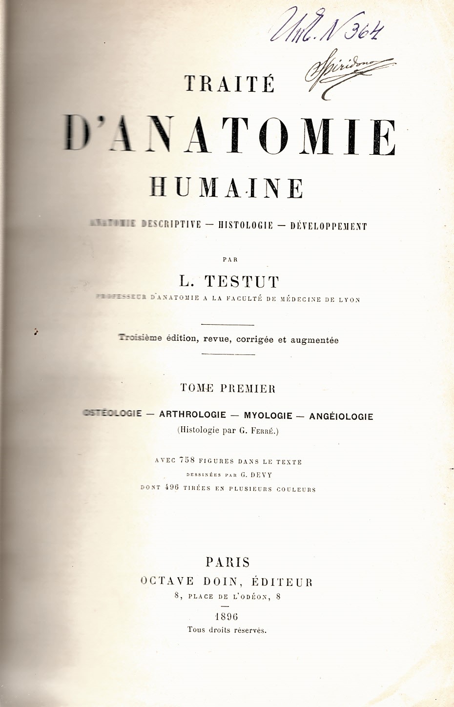   D’anatomie humaine, t. 1