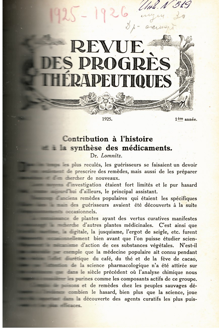  Revue des progres therapeutiques