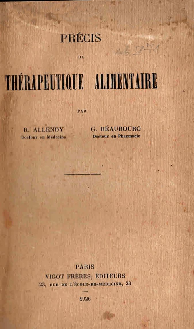  Precis de therapeutique alimentaire