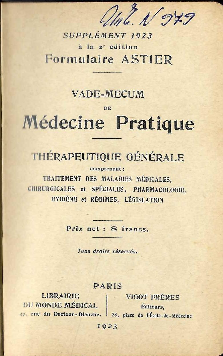  Vade = Mecum de Medicine Pratique