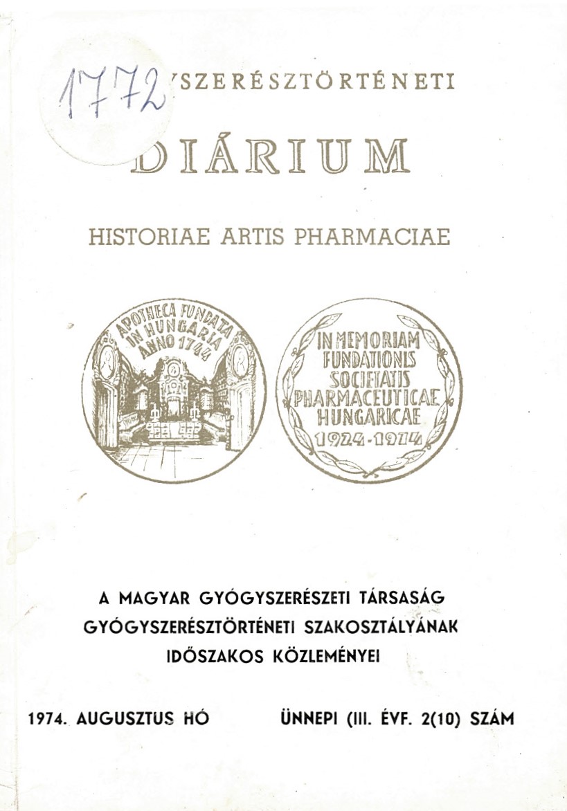  Diarium historiae artiis pharmaciae