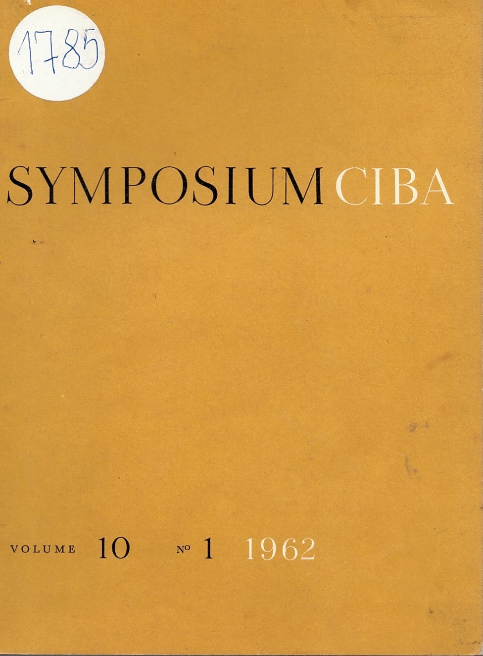   Symposium Ciba, volume 10, № 1, 1962 г.  инв. № 1785