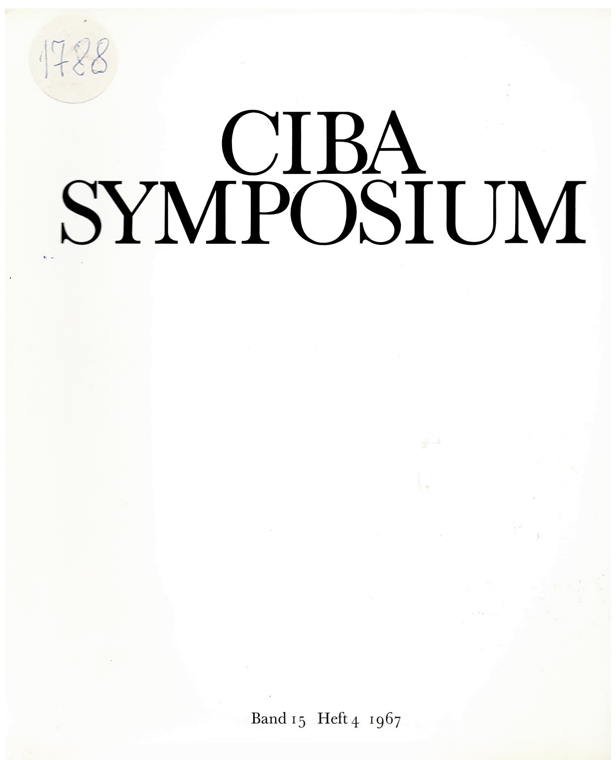  Ciba Symposium, band 15, heft 4, 1967 г.