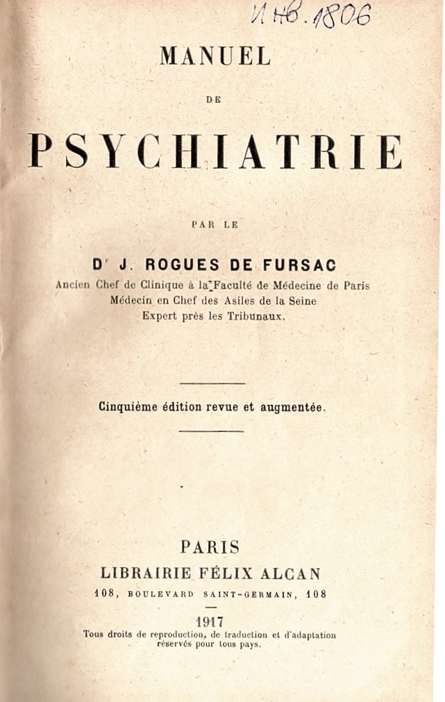   Manuel de psychiatrie