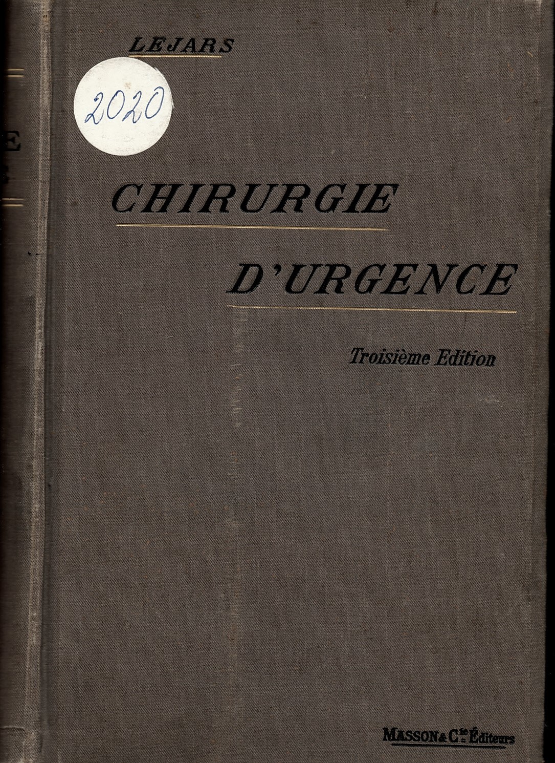  Traite de chirurgie d'urgence  инв. № 2020