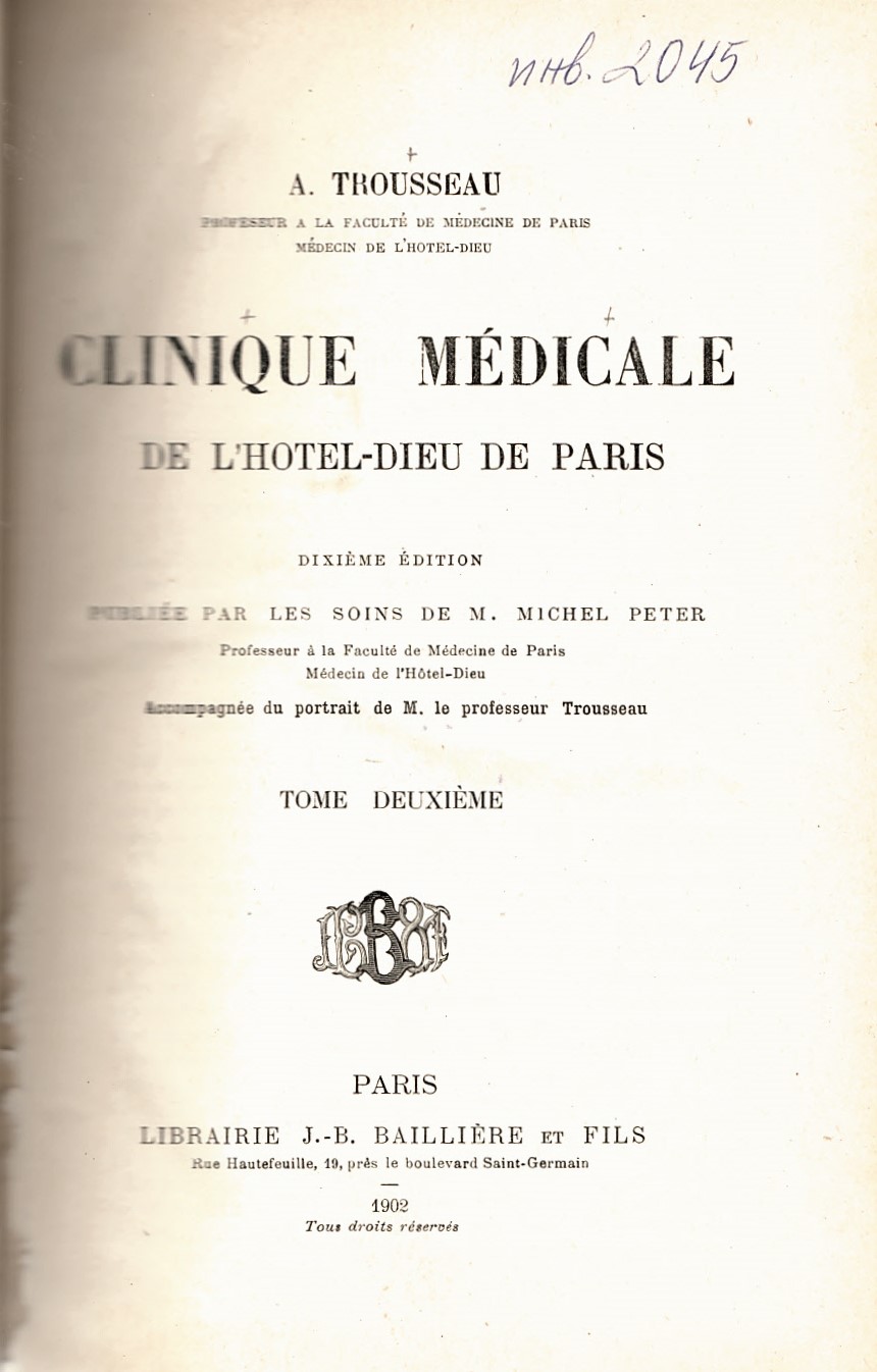  Clinique médicale de l'Hôtel-Dieu de Paris, tome 2