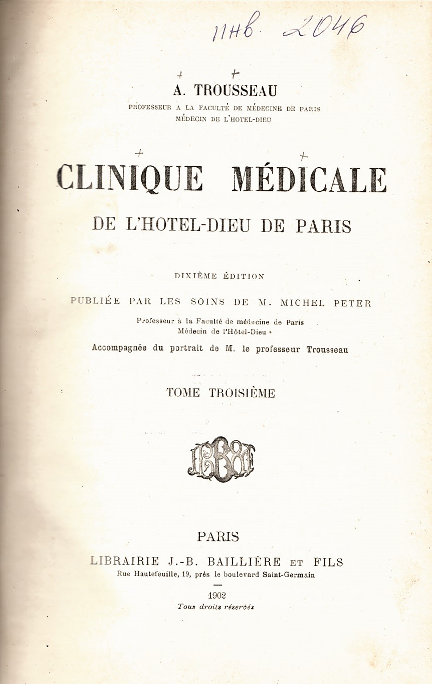 Clinique médicale de l'Hôtel-Dieu de Paris, tome 3
