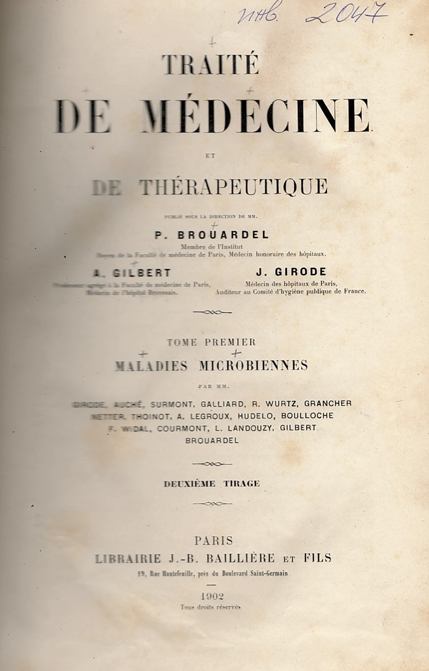  Traite de medicine et de therapeutique. Tome 1: Maladies Microbiennes