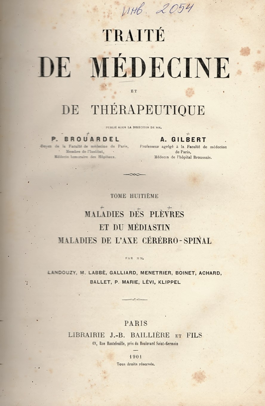  Traite de medicine et de therapeutique. Tome 8