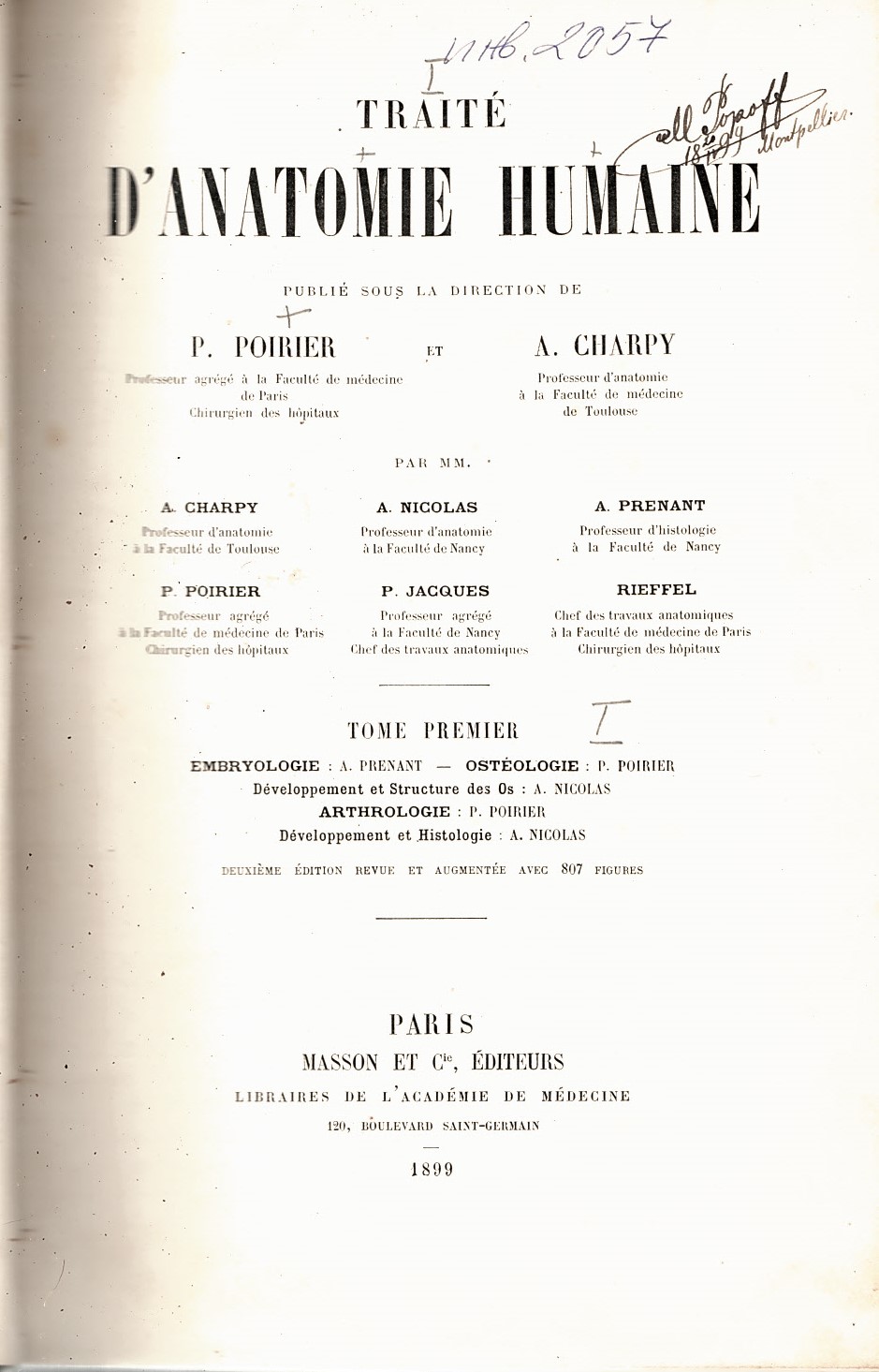  Traite d'anatomie humaine, tome 1