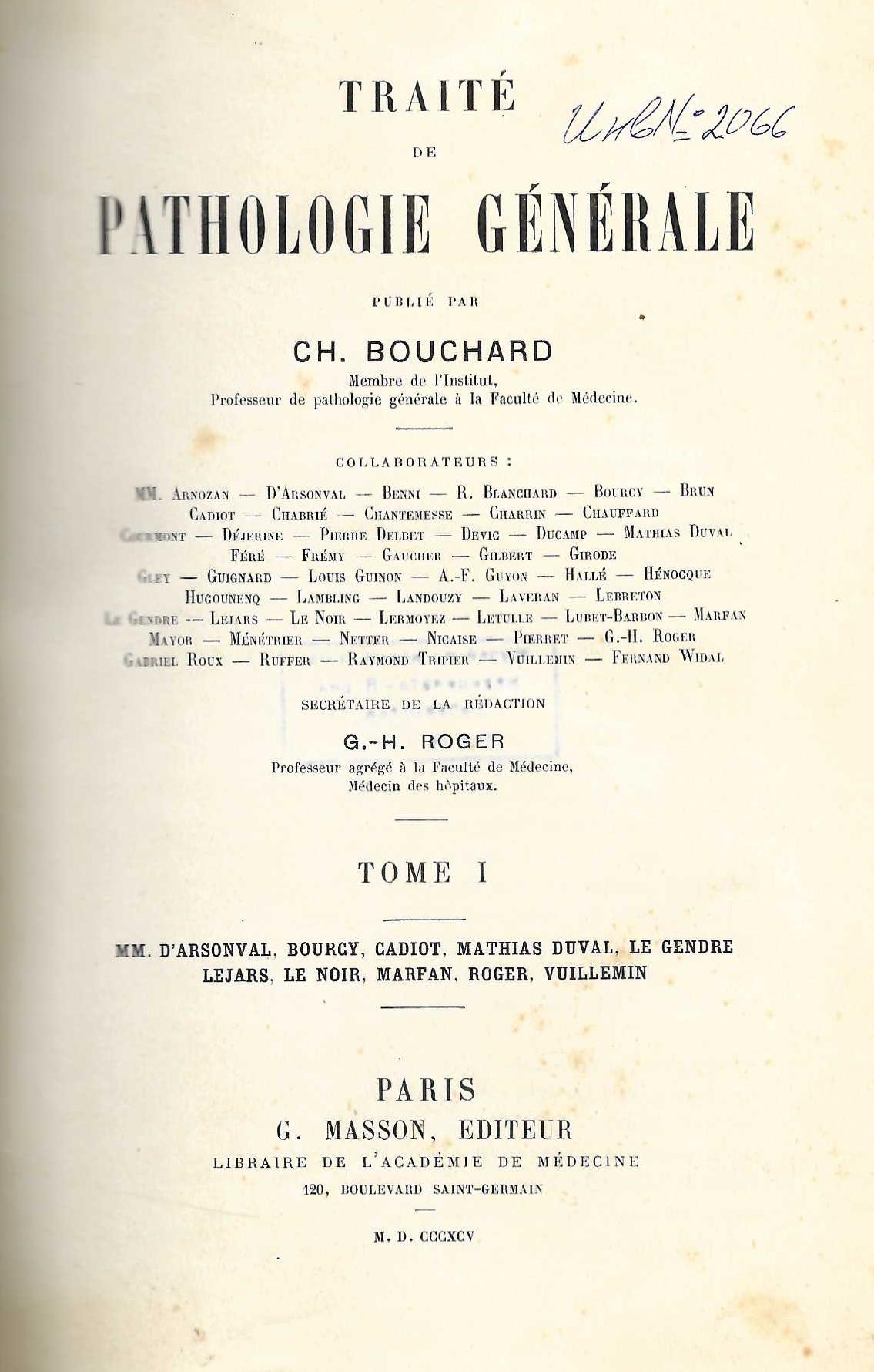   Traite de pathologie generale, tome 1