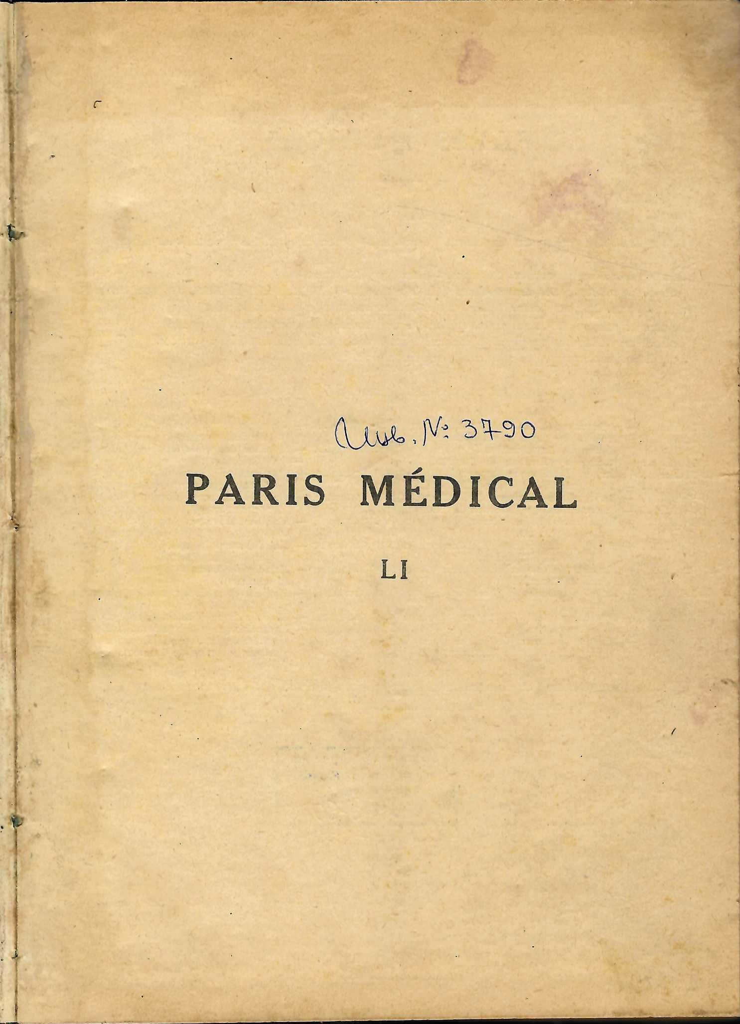  Paris medical, Paris, 1943, v. LI