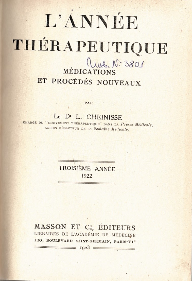  L’annee therapeutique medications et procedes nouveaux