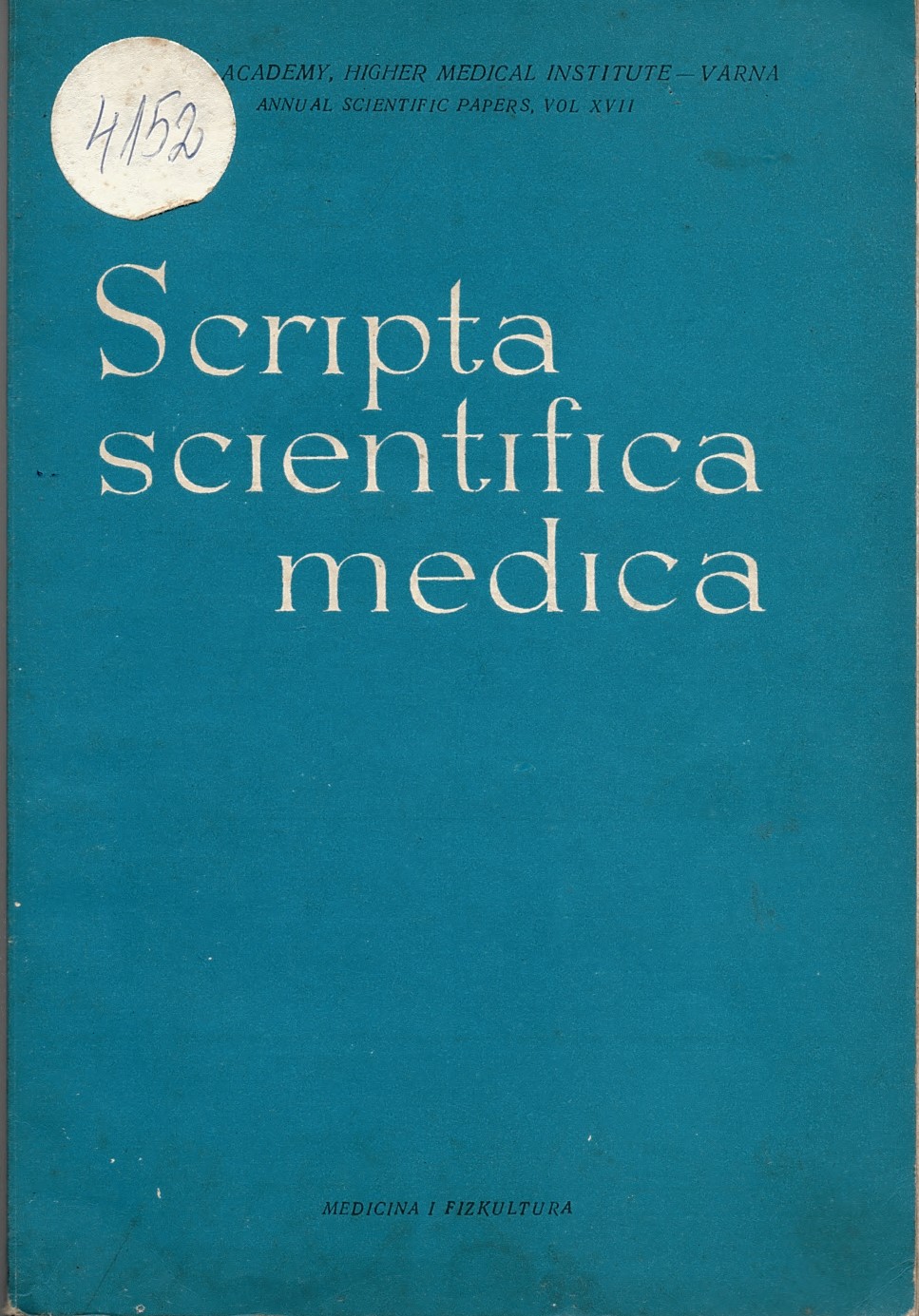  Scripta scientifica medica, v. XVII