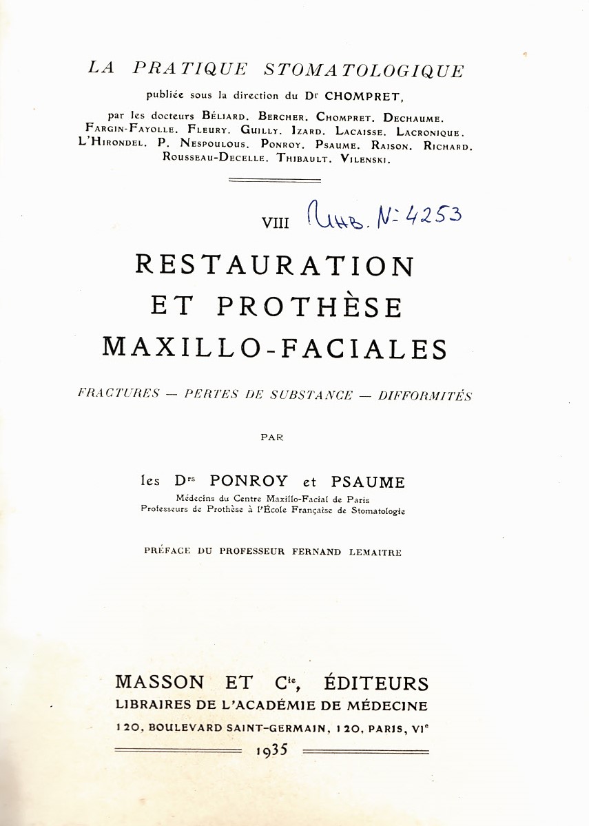  Restauration et prothèse Maxillo-faciales - TOME VIII - la pratique stomatologique