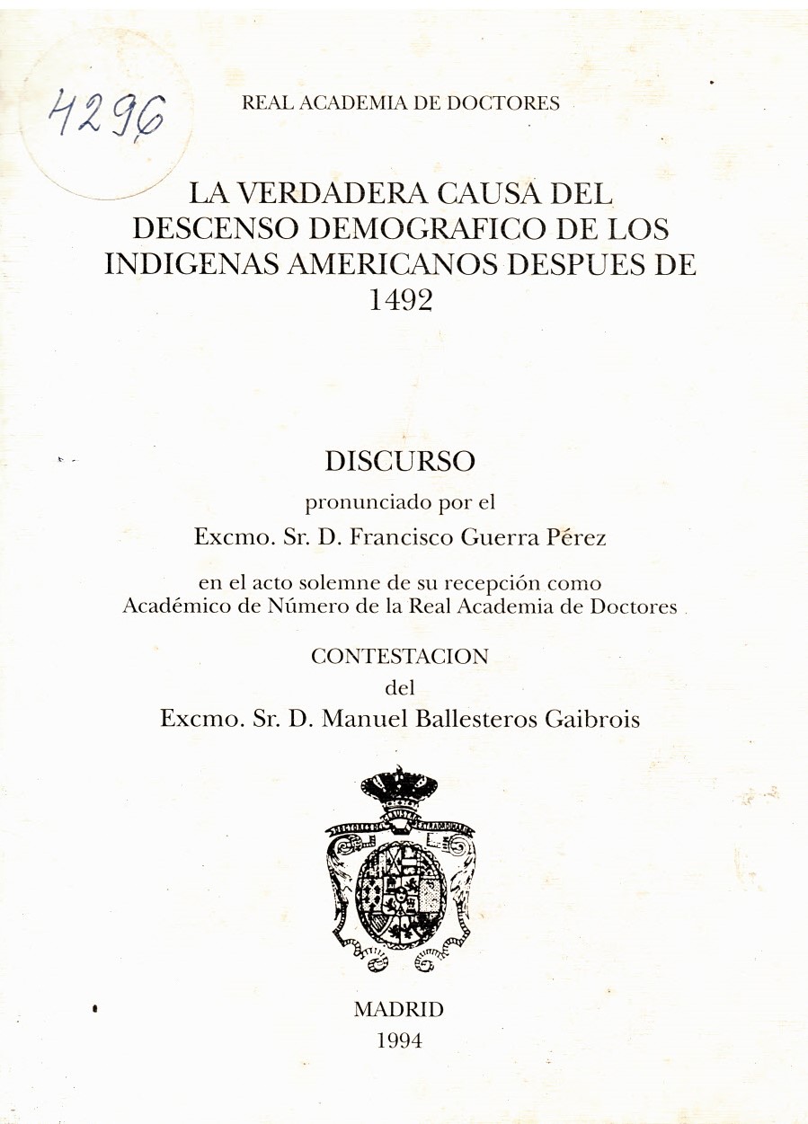  La verdadera causa  del descenso demografico de los indigenas Americanos despus  de 1494 