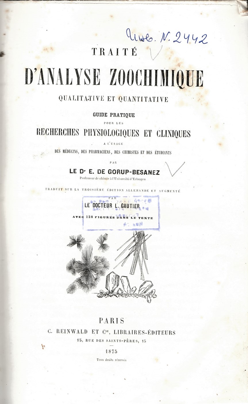   Traite d'analyse zoochimique