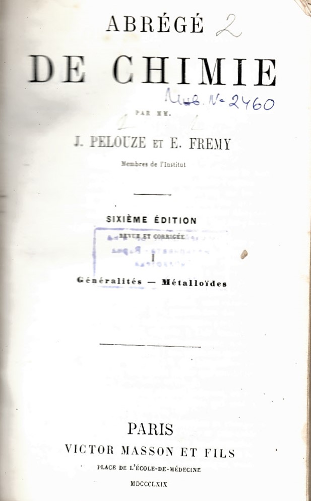  Abrege de chimie   инв. №2460
