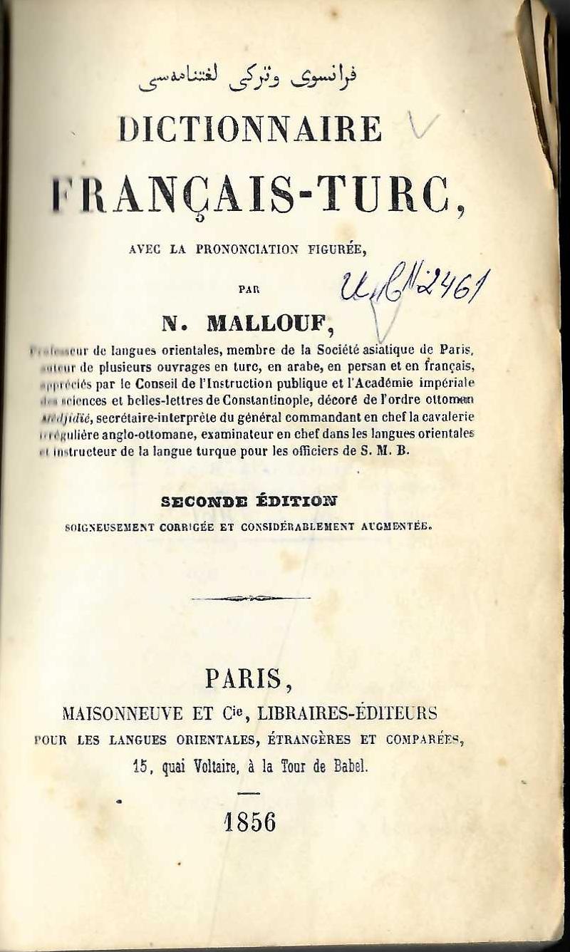   Dictionnaire francais - turc