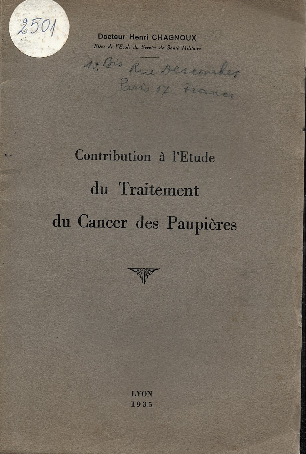  Contribution a l'Etude du Traitement du Cancer des Paupieres