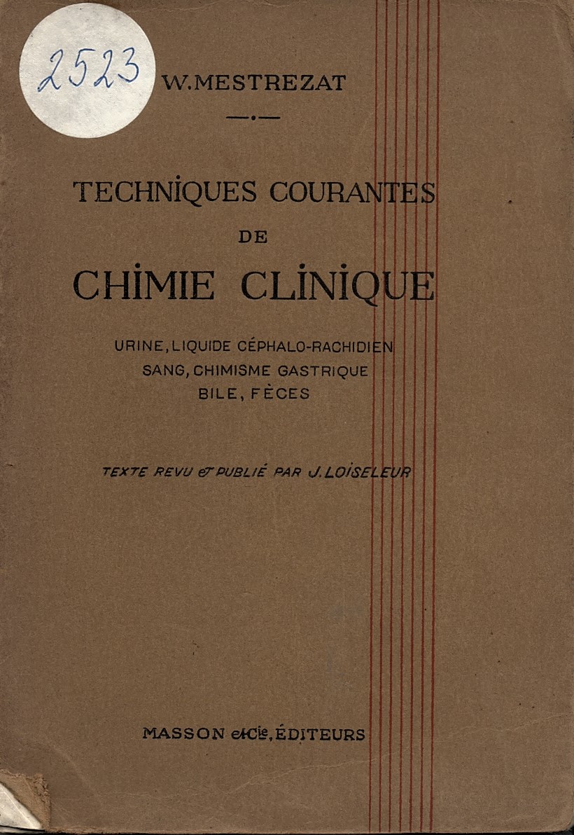   Techniques courantes de chimie clinique