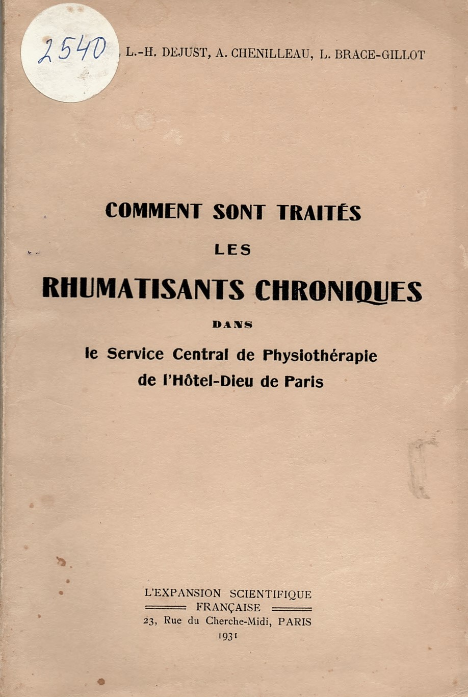  Comment sont traites les rhumatisants chroniques