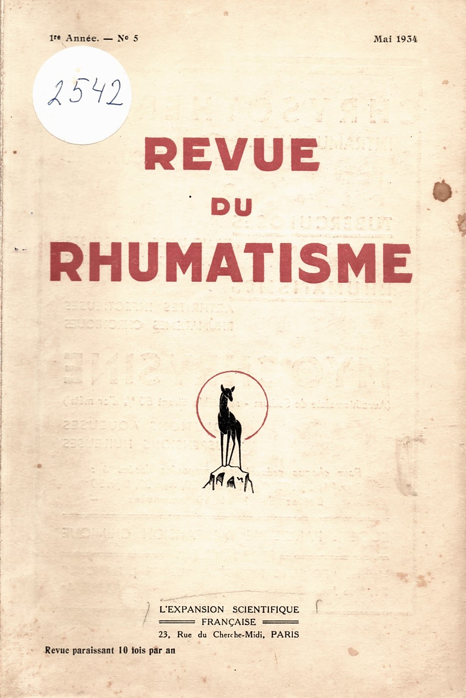  Revue du rhumatisme, № 5, 1934 г.