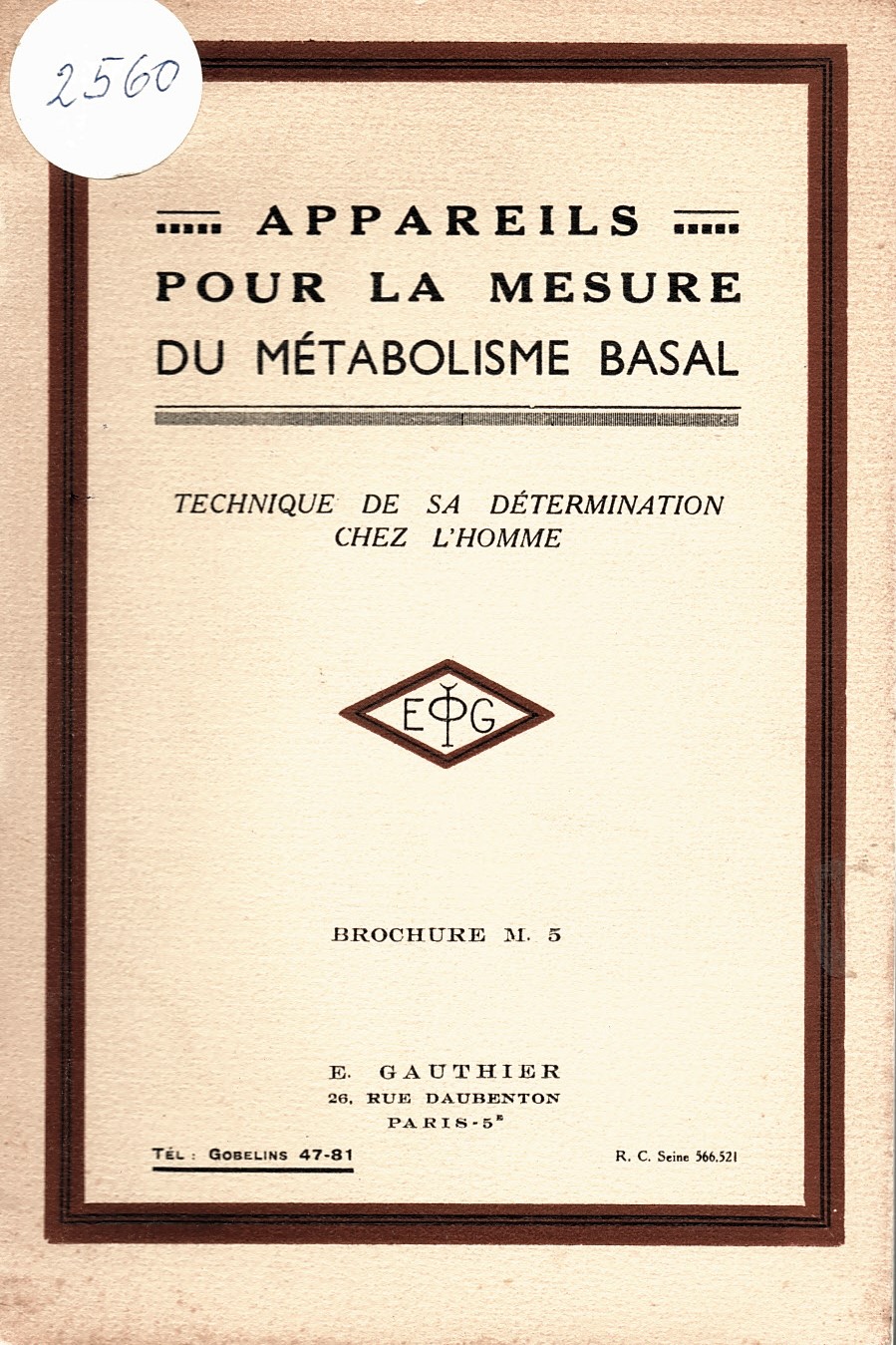  Appareile pour la mesure du metabolisme basal, brochure m. 5