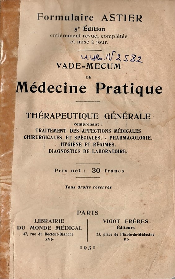  Vade-mecum de Medecine Pratique. Therapeutique Generale