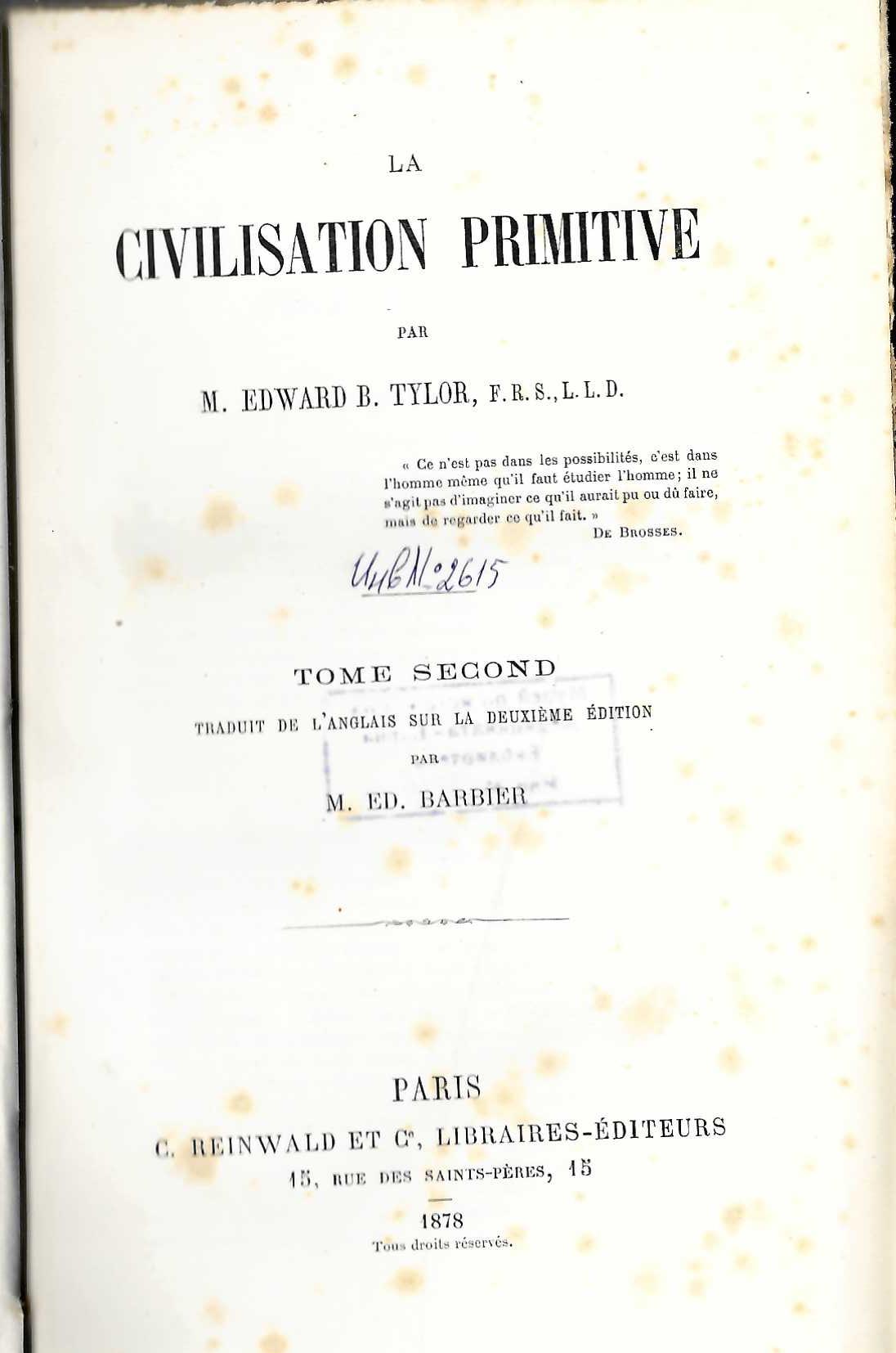  La civilisation primitive, tome 2