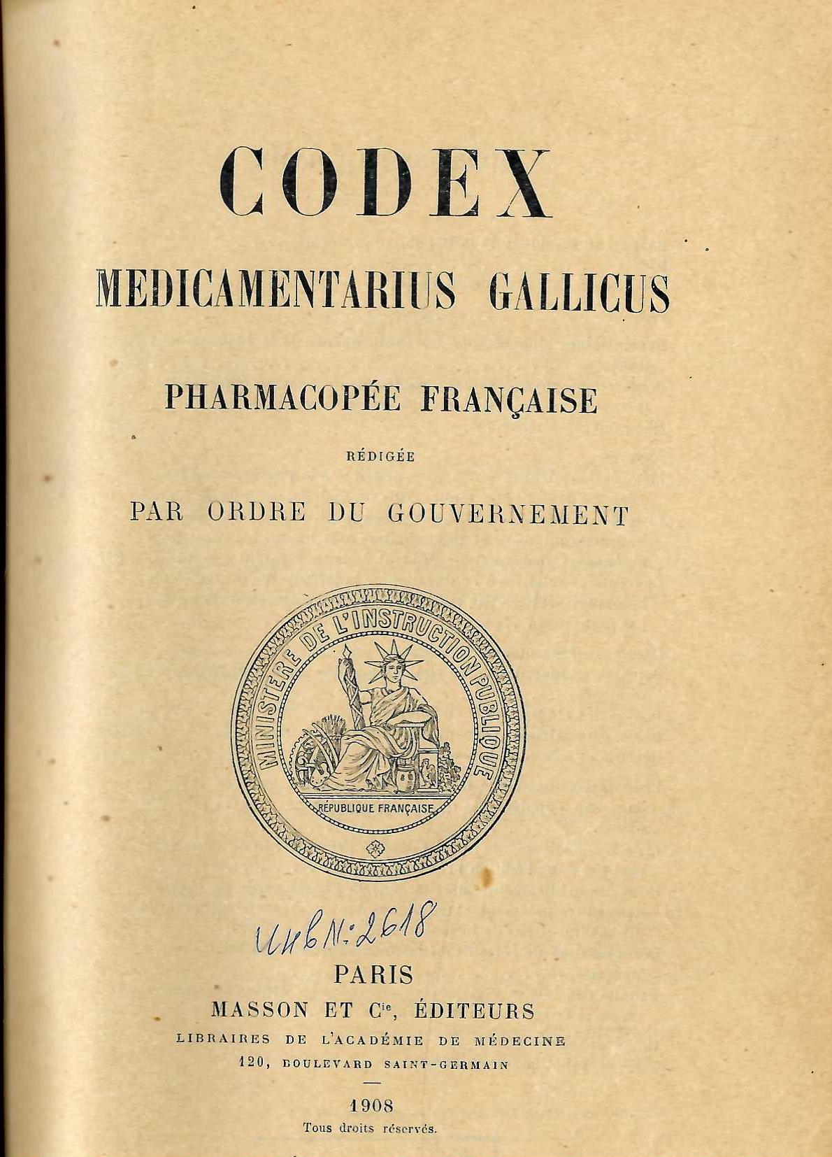  Codex medicamentarius gallicus Pharmacopee francaise