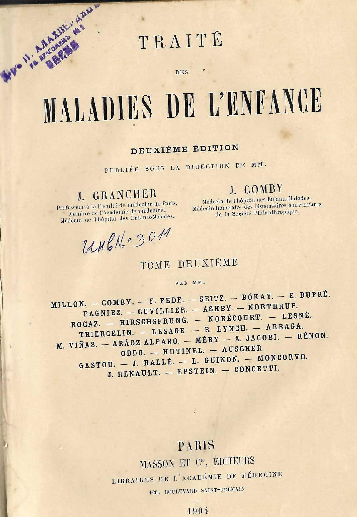  Traite des maladies de l’enfance, t. 2