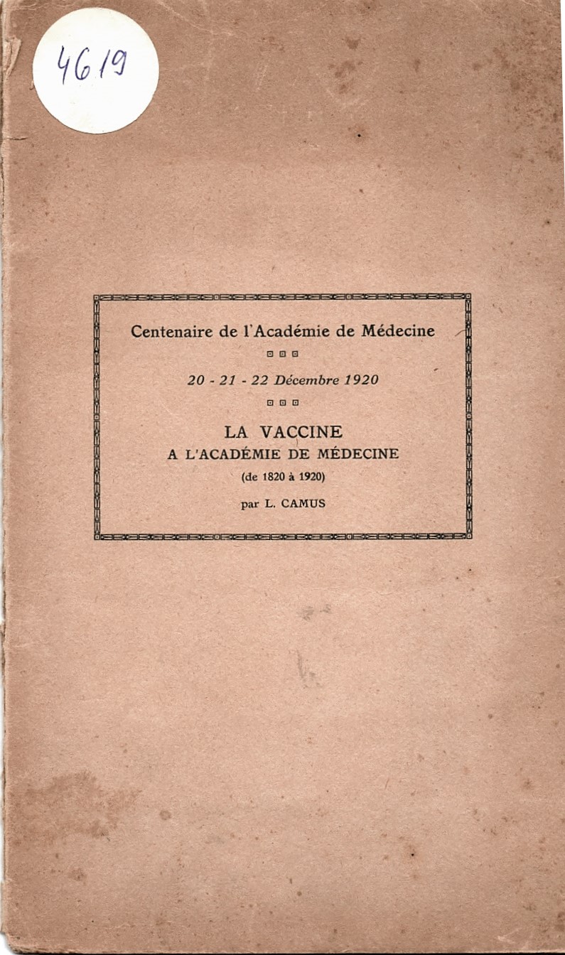   La vaccine a l’akademie de medecine.