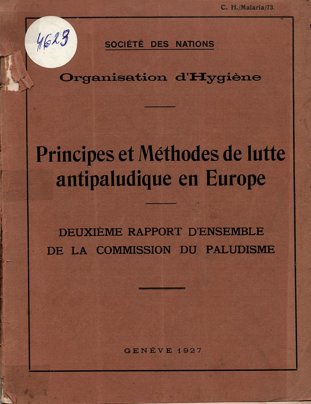  Principes et Methodes de lutte antipaludique en Europe.