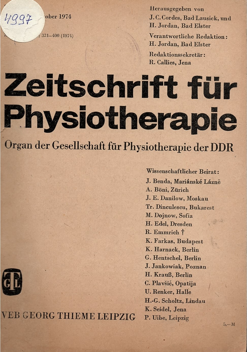  Zeitschrift fur Physiotherapie. Heft 5