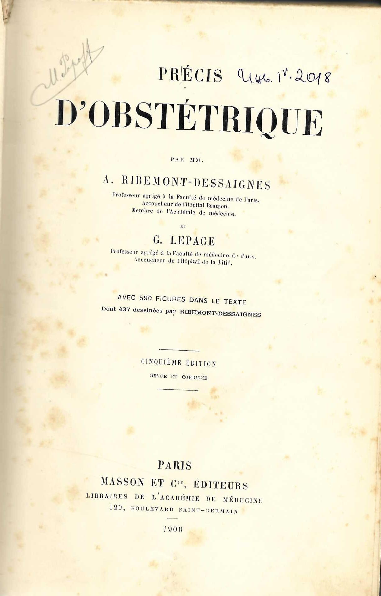  Precis d'obstetrique