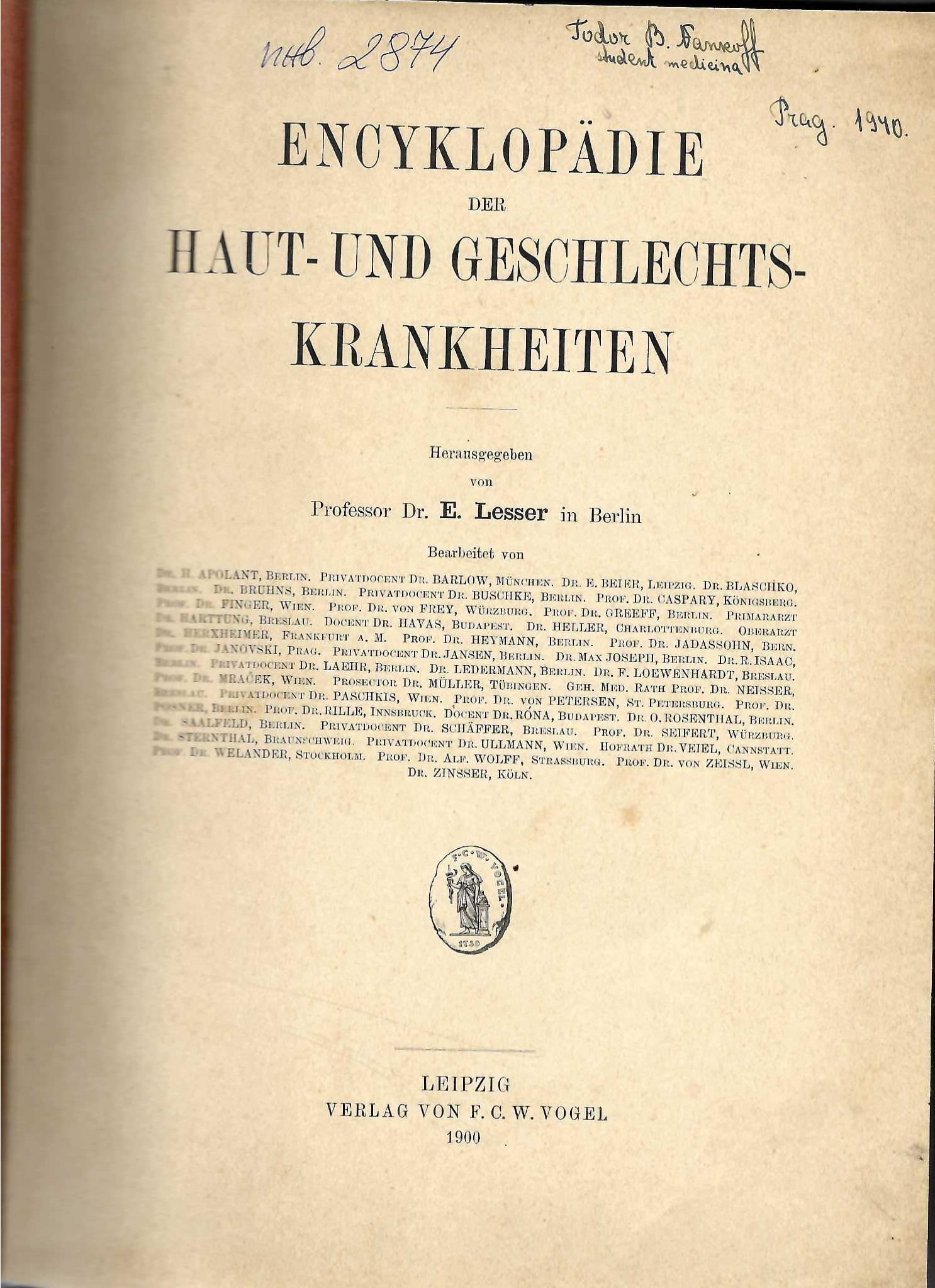  Encyklopadie der haut- und Geschlechts - krankheiten