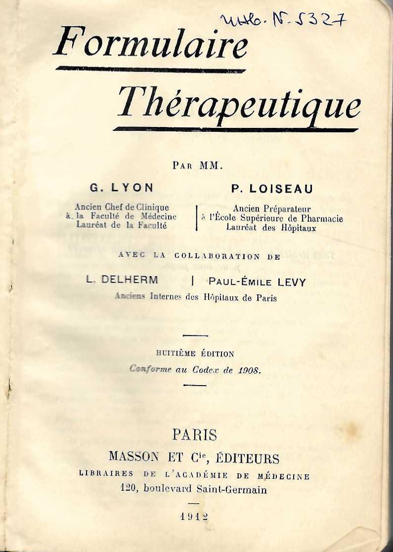   Formulaire Therapeutique