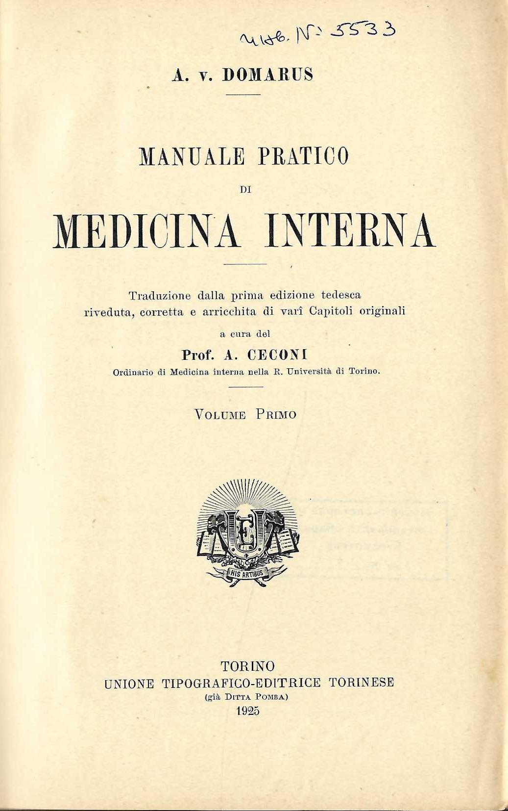  Manuale pratico di medicina interna, vol. 1