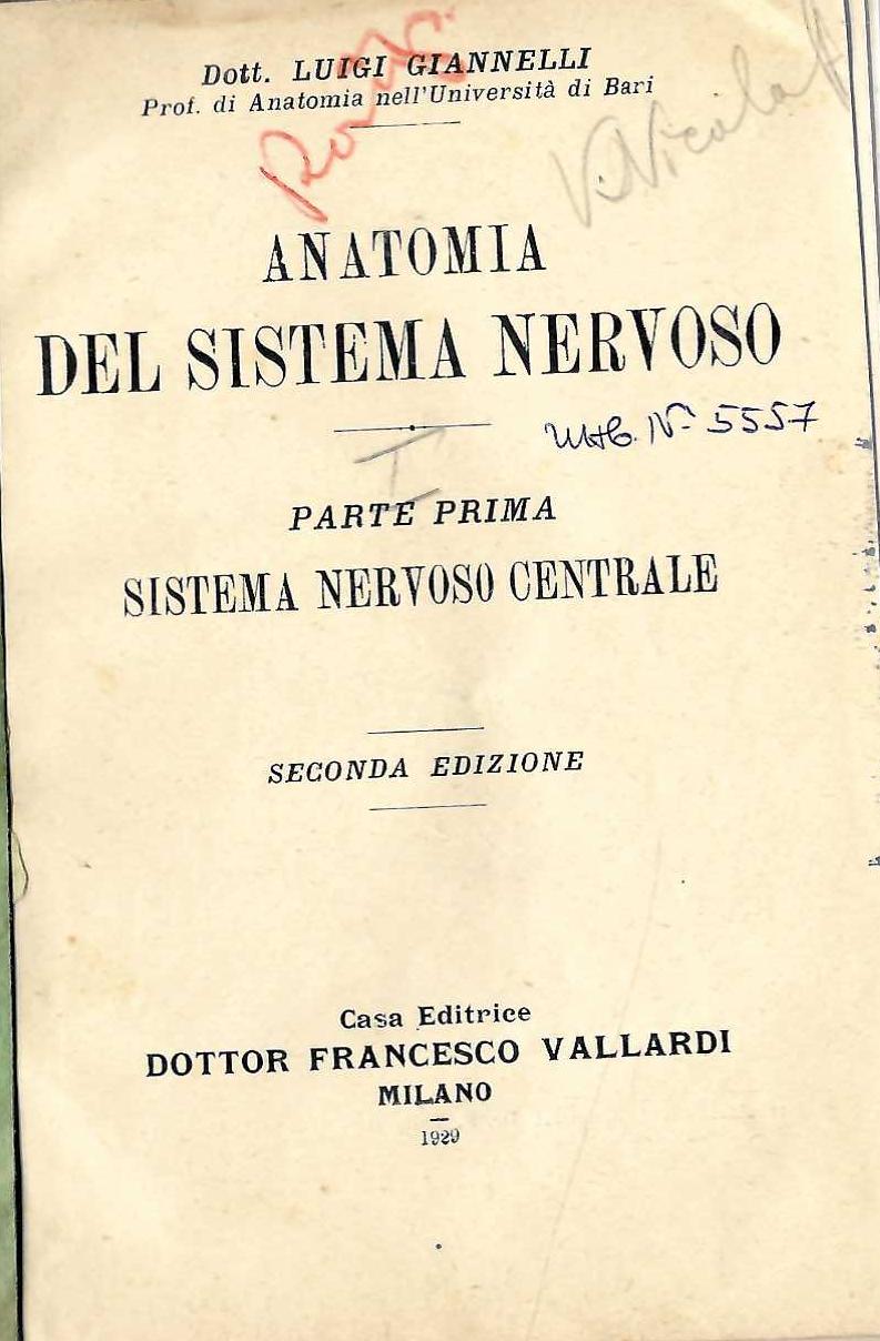  Anatomia del sistema nervoso, parte prima