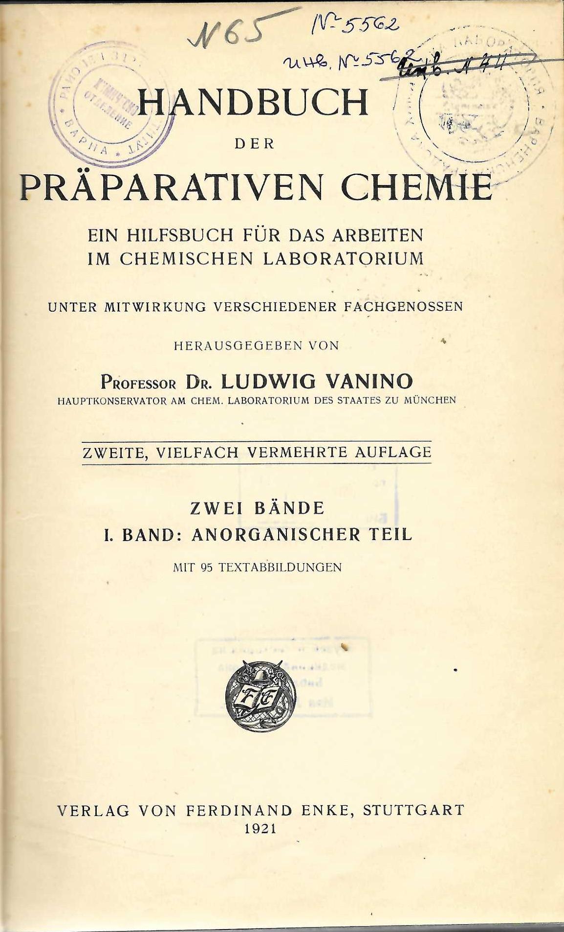  Handbuch der praparativen chemie, zwei bande